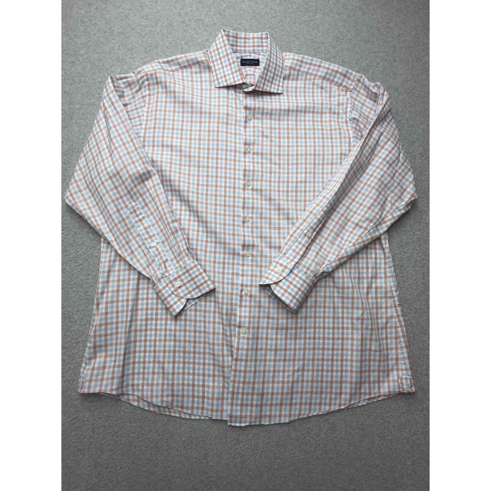 Proper Cloth Dress Shirt Mens XL Blue Pink Gingham Long Sleeve‎ Button Front